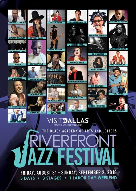 Friday September 01, <b>2023</b> Erykah Badu, Stephanie Mills, and The Black Academy of Arts and Letters 6th Annual <b>Riverfront</b> <b>Jazz</b> <b>Festival</b> - Friday Admission <b>2023</b>, <b>Dallas</b> Saturday September 02, <b>2023</b> Erykah Badu, Musiq Soulchild, Lalah Hathaway, and Marcus Miller 6th Annual <b>Riverfront</b> <b>Jazz</b> <b>Festival</b> - Saturday Admission <b>2023</b>, <b>Dallas</b>. . Riverfront jazz festival dallas 2023